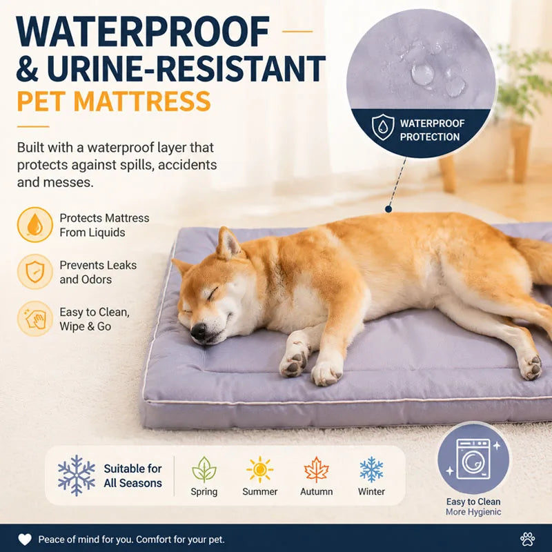 Waterproof Dog Bed Oxford Pet Cushion for All Seasons Thickened Memory Foam Filling Bite-resistant Pet Mat Pet Supplies 강아지 방석