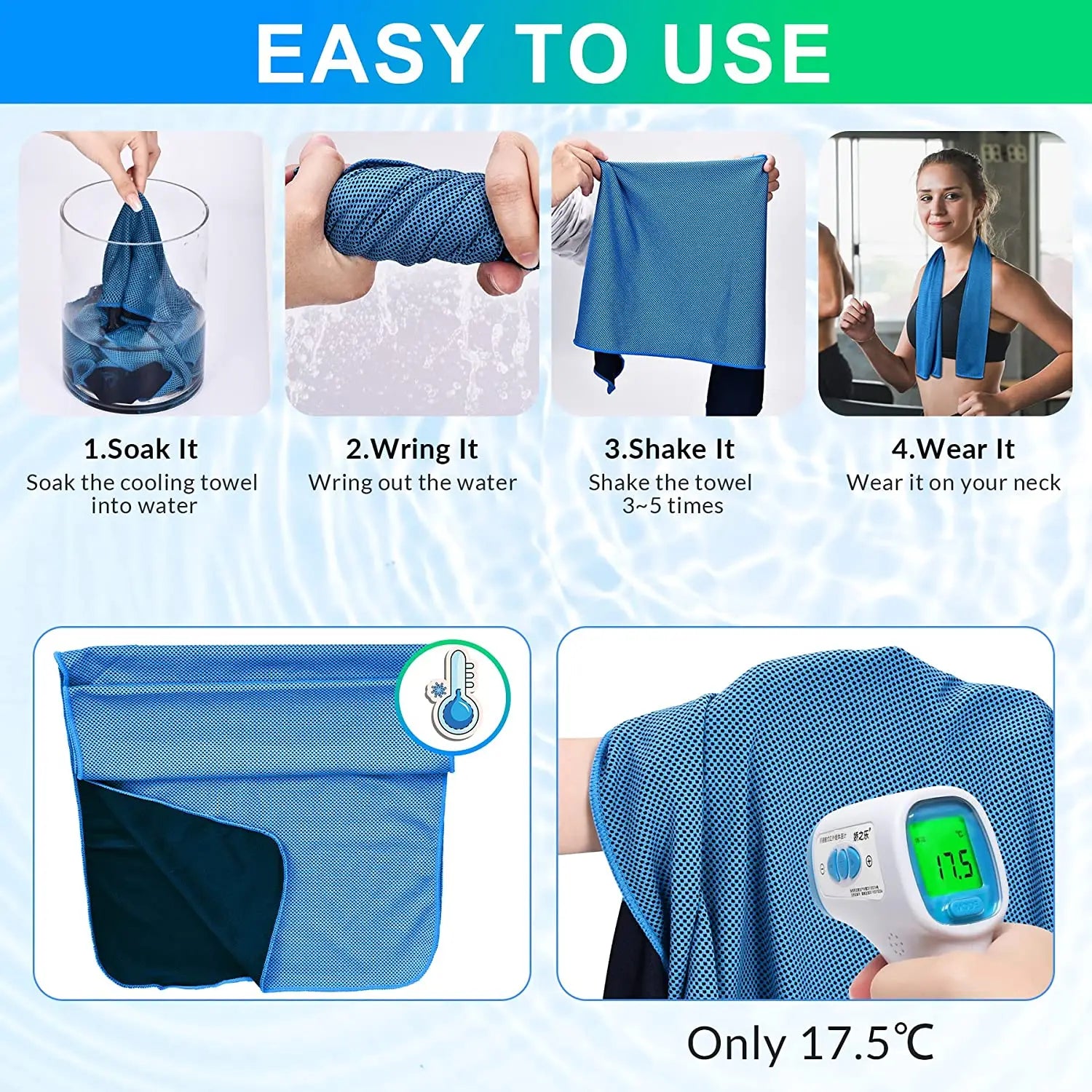 4pcs Cooling Towels (35.4 * 11.8 Inches), Soft Breathable Sports Towel For Outdoor, Gym, Yoga, Exercise, Camping, Fitness, Runni