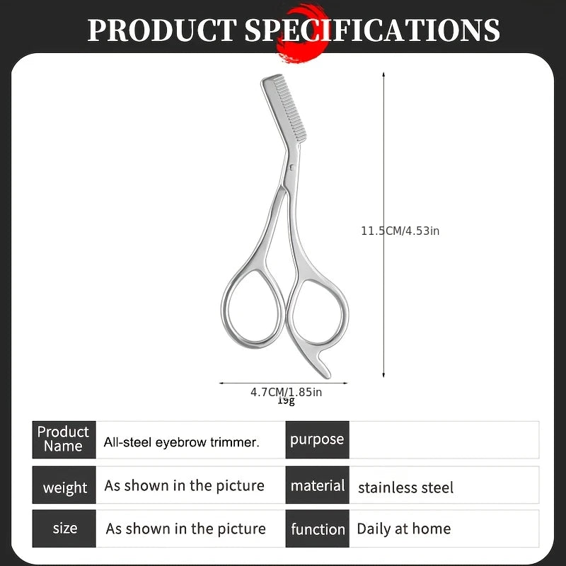 Stainless Steel Eyebrow Trimming Scissors with Comb, Facial Hair Grooming Tool for Men and Women Perfect Face Care Tool