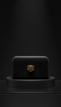 Matte Black Velvet Jewelry Box with Bronze Clasp