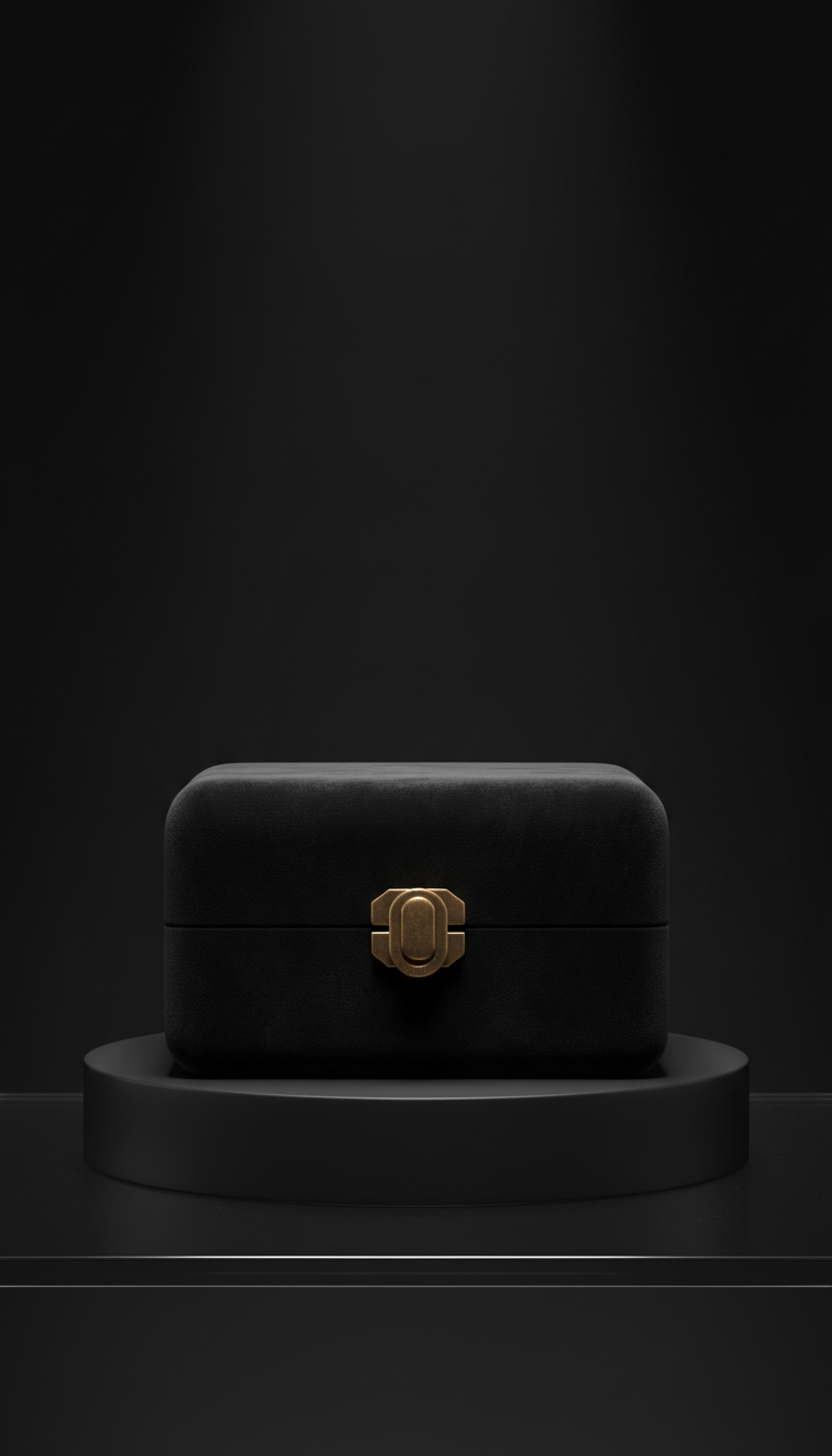 Matte Black Velvet Jewelry Box with Bronze Clasp