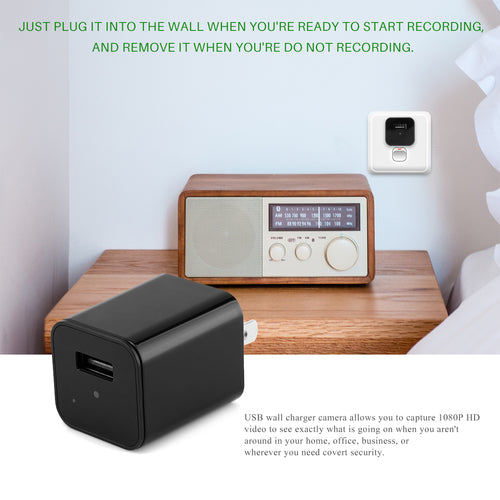 "HD 1080P USB Charger Hidden Spy Camera - Home Security & Nanny Cam"