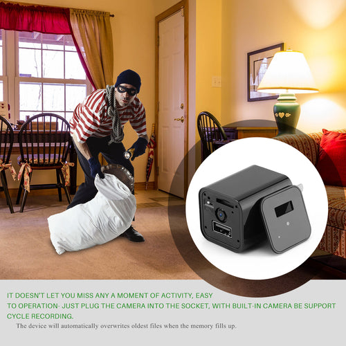 "HD 1080P USB Charger Hidden Spy Camera - Home Security & Nanny Cam"