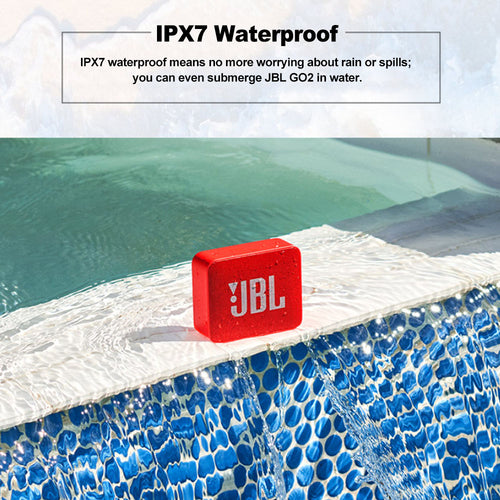 "JBL GO 2 Portable Waterproof Wireless Bluetooth Speaker Wireless Bluetooth Speaker" IPX7 Waterproof With Mic