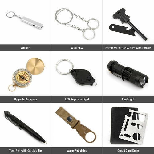 "14 in 1 Outdoor Emergency Survival And Safety Gear Kit"